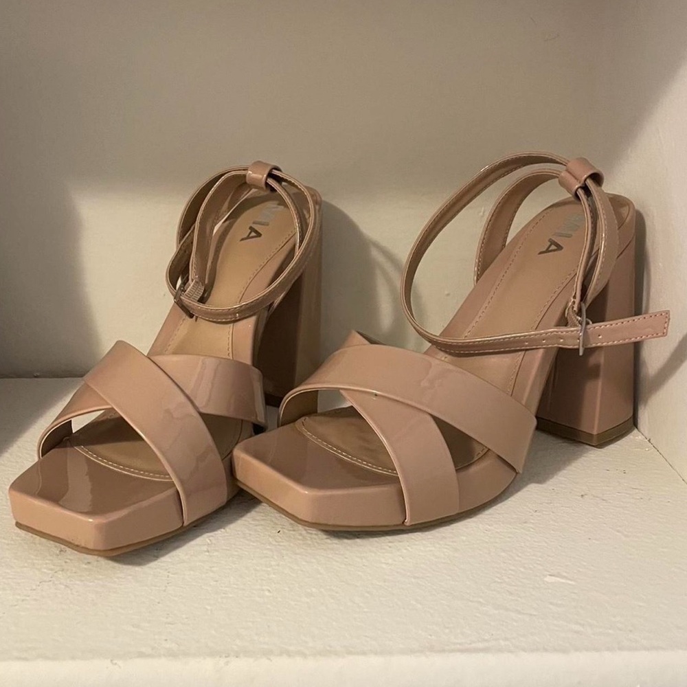 MIA Blush Strappy Block Heels